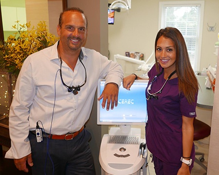 Dentist and team member with CEREC system