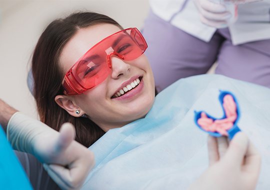 Patient receiving fluoride treatment