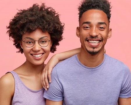 Smiling young man and woman