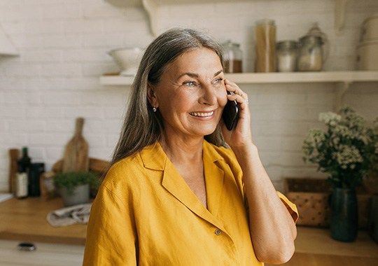 Woman smiling outside